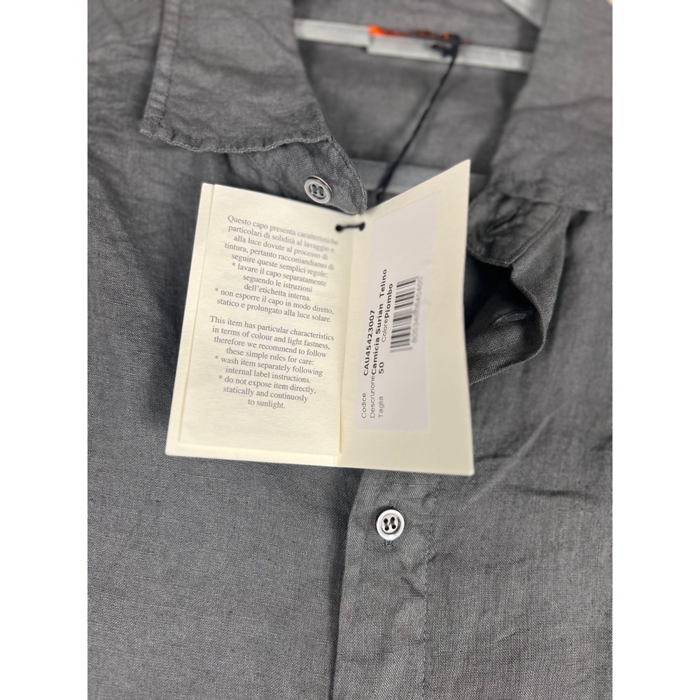 BARENA SURIAN LINEN SHIRT GRAY SIZE IT 50 US L RETAIL 335$ - Picture 4 of 6